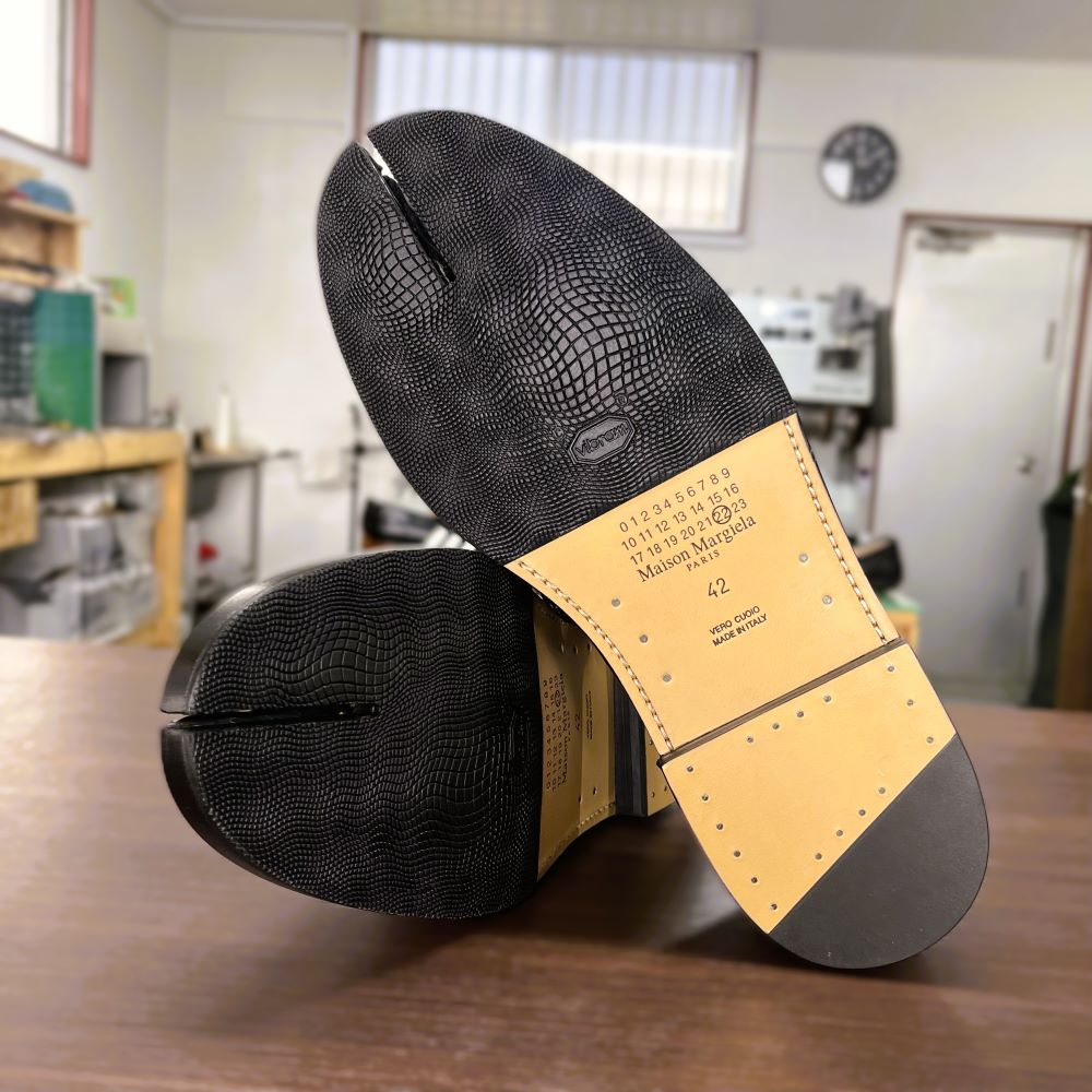 マルジェラ 足袋シューズ ハーフソール補強 レザーソール保護