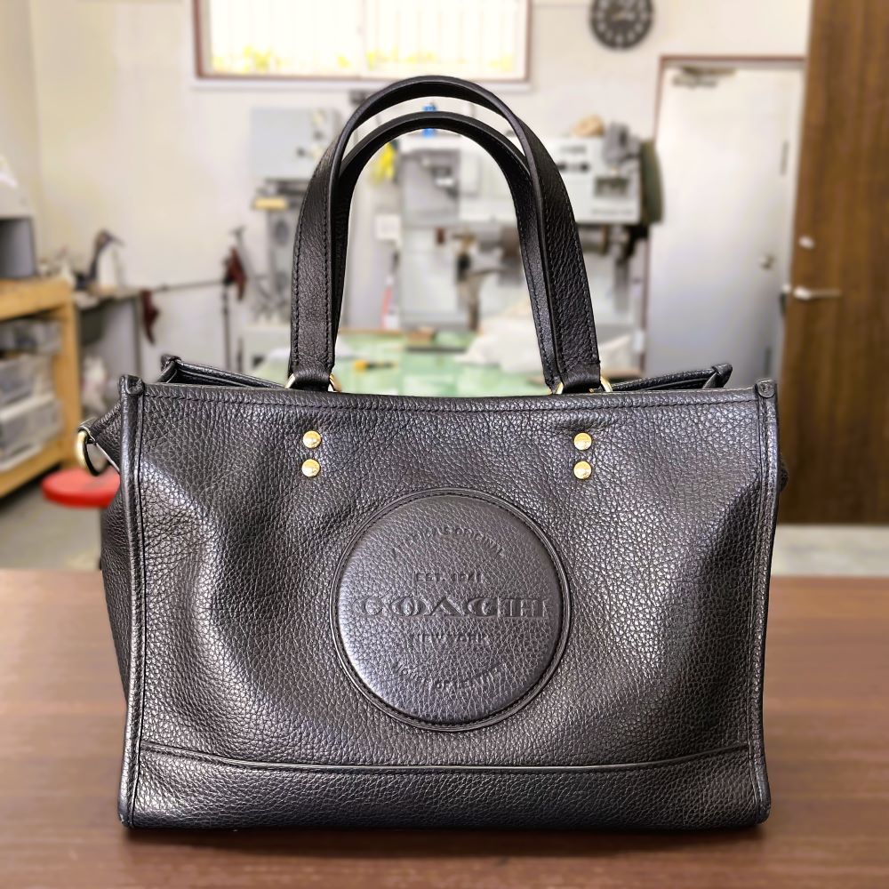 COACH カバン 持ち手交換修理 シボ革仕上げ