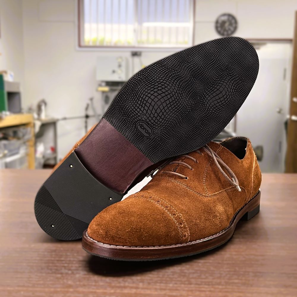 HILTON スエードシューズ レザーソール オールソール修理 ハーフソール補強