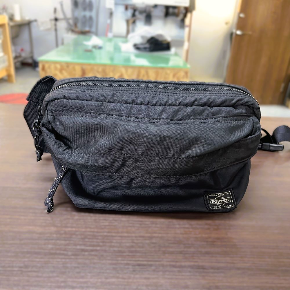 ポーターのウエストバッグのメタルファスナー破損を交換修理したビフォーアフター